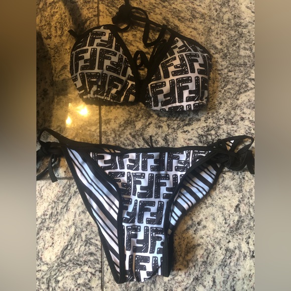 Other - Black & White Bikini Set. Triangle top, tie bottoms